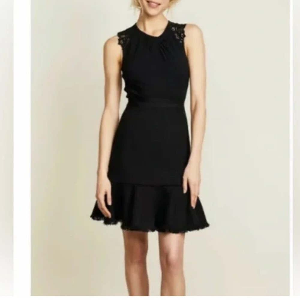 Rebecca Taylor Luna Script Lace Tweed Midi Dress Size 0 Black Chic Corpcore - Picture 5 of 15